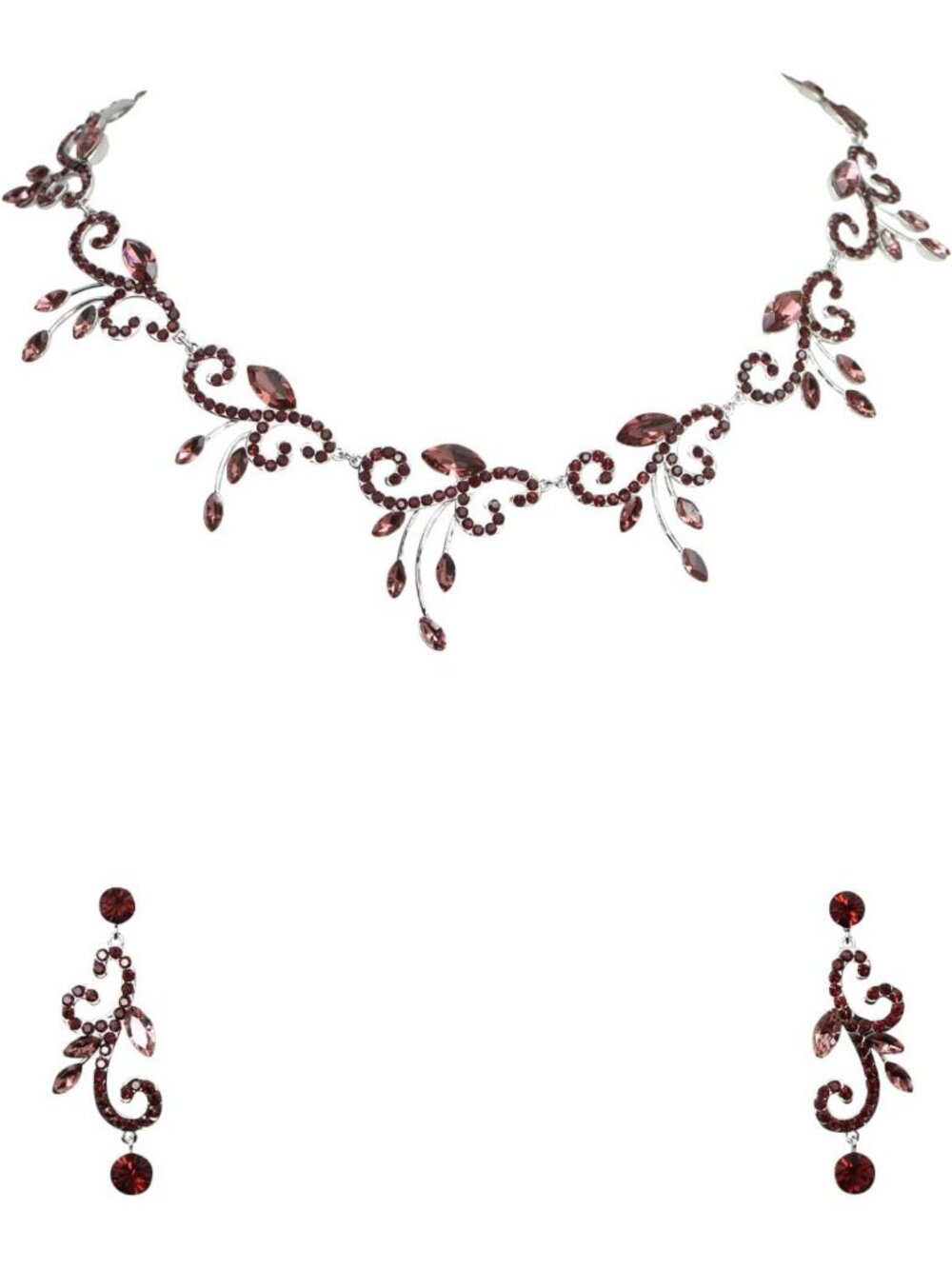 Stunning Rhinestone Floral Necklace & Earrings Set - Elegant Jewelry Gift
